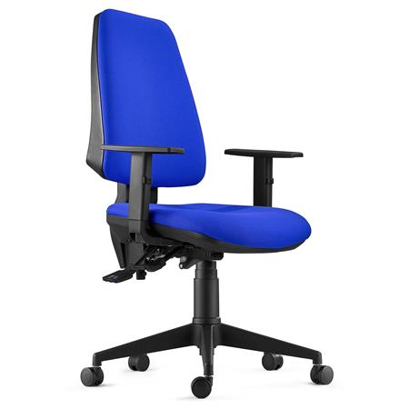 Ergonomischer Bürostuhl INDIANA, Stoffbezug, verstellbare Armlehnen, Farbe Blau
