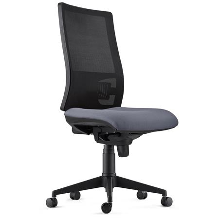 Ergonomischer Bürostuhl EMERSON, verstellbare Rückenlehne mit Lordosenstütze, Stoffbezug, Farbe Grau