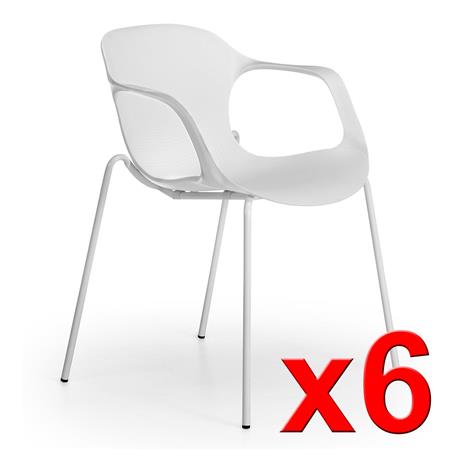 Im 6er-Set: Konferenzstuhl DASTI, mit Armlehnen, stapelbar, Farbe Weiß