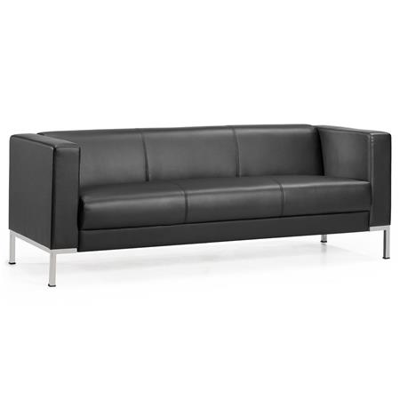 Bürosofa CARPIO, 3-Sitzer, Modernes Design, großer Komfort, Ökoleder, Farbe Schwarz