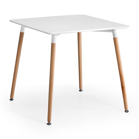 Bürotisch MISTEL 80x80x74cm, Tischbeine aus Holz und Tischplatte weiß