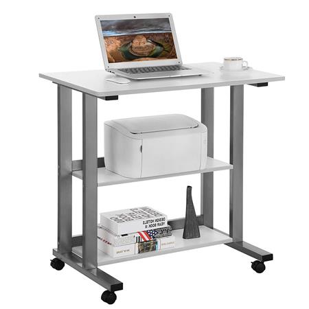 Computertisch JOEL, 80x50x77cm, mit Rollen, Metall und Holz, Farbe Weiß