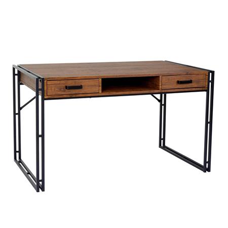 Schreibtisch OLAF, 121 x 70 x 75 cm, Industriedesign mit Metalltischbeinen, Holz, Farbe Eiche
