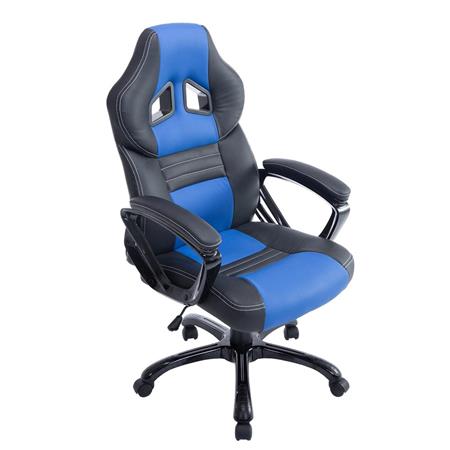 Gaming-Stuhl RAIKONEN, sportliches Design, dicke Polsterung, Lederbezug, Farbe Schwarz und Blau