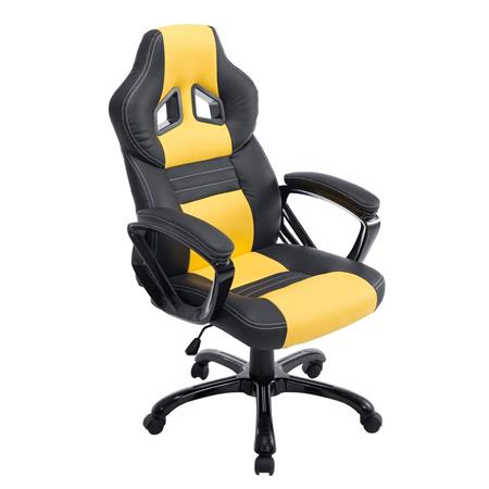 Gaming-Stuhl RAIKONEN, sportliches Design, dicke Polsterung, Lederbezug, Farbe Schwarz und Gelb
