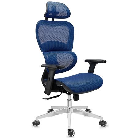 Ergonomischer Bürostuhl VICTORY, 100% regulierbar, maximaler Komfort, 8h-Nutzung, Netzstoff, Farbe Blau