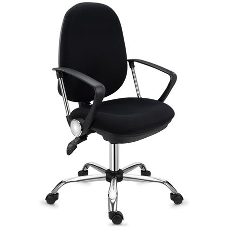 Bürostuhl ROMA, verstellbare Rückenlehne, bequem und robust, 8h-Nutzung, Farbe Schwarz