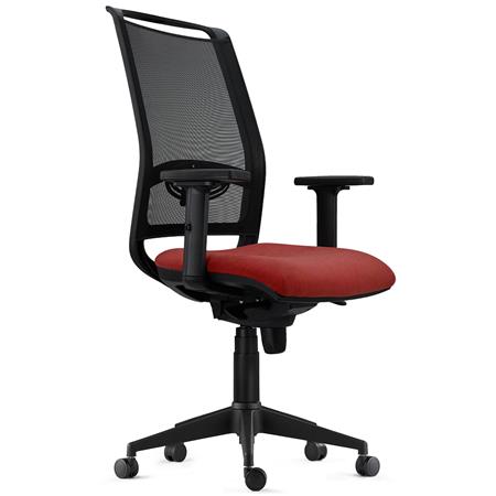 Ergonomischer Bürostuhl NEPTUNO, mit Lordosenstütze, für die 8h-Nutzung, Netz und Stoffbezug, Farbe Rot