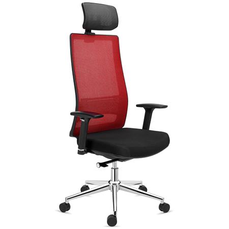 Ergonomischer Bürostuhl SANTOS, Kopfstütze, 8h-Nutzung, Farbe Rot