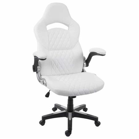 Gaming-Stuhl PONS,  dicke Polsterung, klappbare Armlehnen, Kunstleder Farbe Weiß