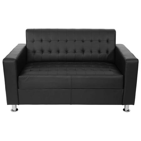 Bürosofa PRADI, 2-Sitzer, Elegantes Vintage Design, Kunstleder, Farbe Schwarz