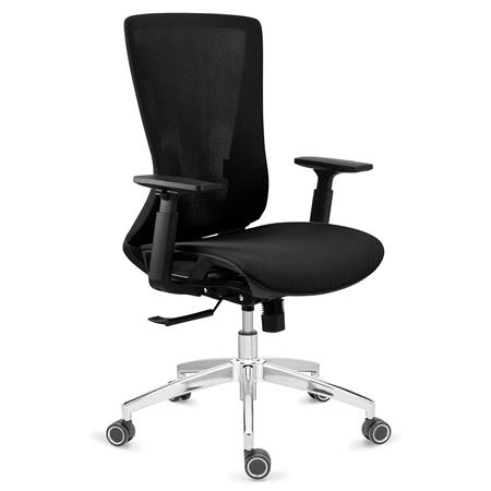 DEMO# Ergonomischer Bürostuhl EVANS für 8h-Nutzung, elegantes Design mit Metallfußkreuz, Farbe Schwarz