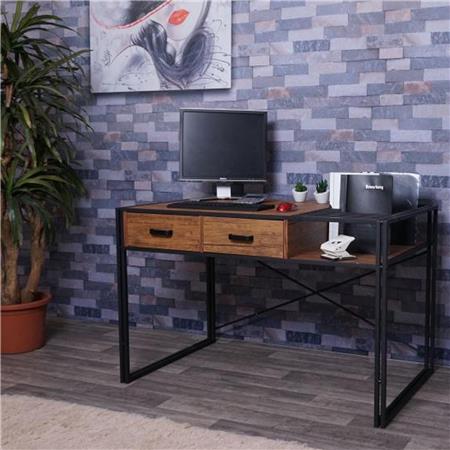 Schreibtisch ROXY, 120x76x70cm, Industriedesign mit Metalltischbeinen, Holz, Farbe Eiche