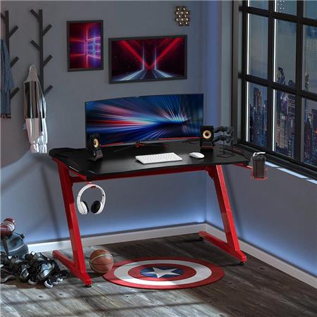 Gaming-Computertisch ALEXIS, Abmessungen 122x66x76 cm, Metall und Holz, Farbe Rot/ Schwarz