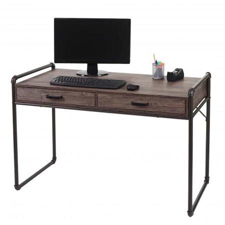 Schreibtisch ZENITH, 75x117x61cm, Industriedesign mit Metalltischbeinen, Holz, Farbe Walnuss