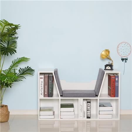 Bücherregal MERIDIAN, 102x30x61cm, vielseitig, mit Sitzbank, Holz, Farbe Weiß