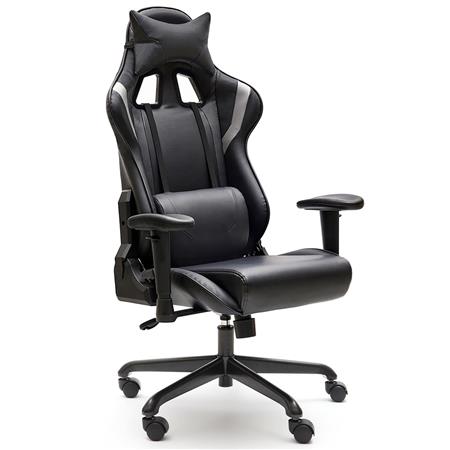 Gaming-Stuhl ORION, Rückenlehne neigbar bis 160º, Nacken- & Lordosekissen, Kunstleder, Farbe Schwarz/ Grau