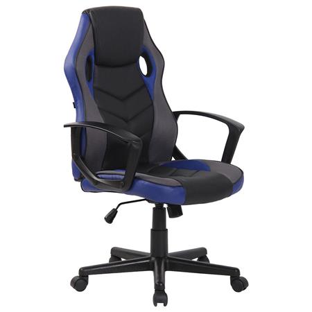 Gaming-Stuhl DELI, sportliches Design, hohe Rückenlehne, Kunstleder, Farbe Schwarz/ Blau