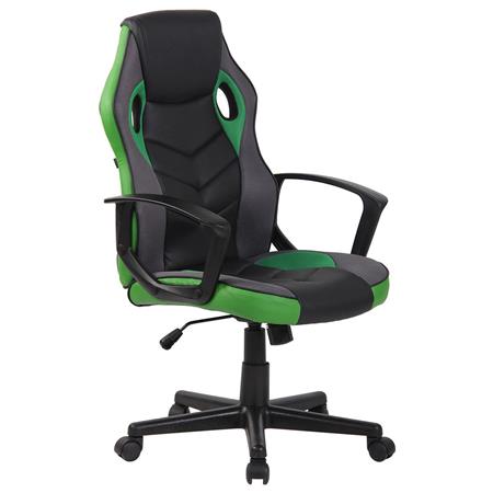 Gaming-Stuhl DELI, sportliches Design, hohe Rückenlehne, Kunstleder, Farbe Schwarz/ Grün