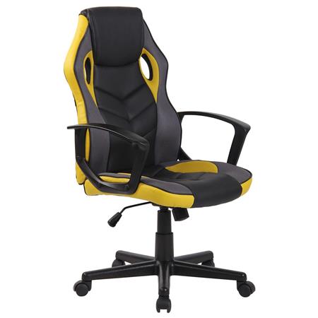Gaming-Stuhl DELI, sportliches Design, hohe Rückenlehne, Kunstleder, Farbe Schwarz/ Gelb