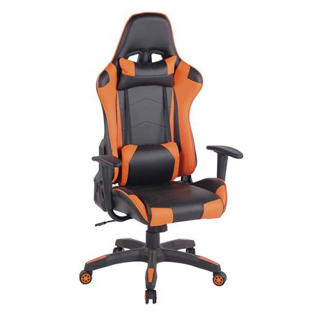 Gaming-Stuhl DARIUS, Nacken- und Lordosenkissen, Kunstleder, Farbe Schwarz/ Orange