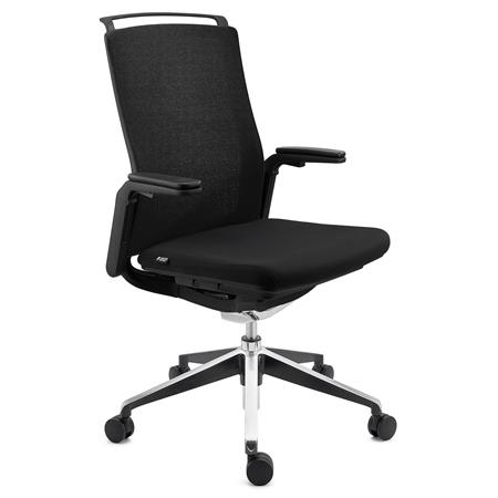 DEMO# Ergonomischer Bürostuhl VELVET für 8h-Nutzung, elegantes Design, Farbe Schwarz