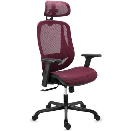 DEMO# Ergonomischer Bürostuhl NOVA, Sehr komfortabel und regulierbar; Beste Qualität und Design, Netzstoff, Farbe Rot