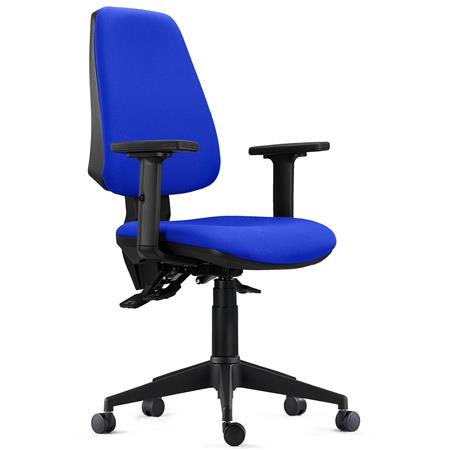 Ergonomischer Bürostuhl INDIANA PRO, intensive 8h-Nutzung, neigbar, Stoffbezug, 2D-Armlehnen, Farbe Blau
