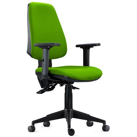 Ergonomischer Bürostuhl INDIANA PRO, intensive 8h-Nutzung, neigbar, Stoffbezug, 2D-Armlehnen, Farbe Grün