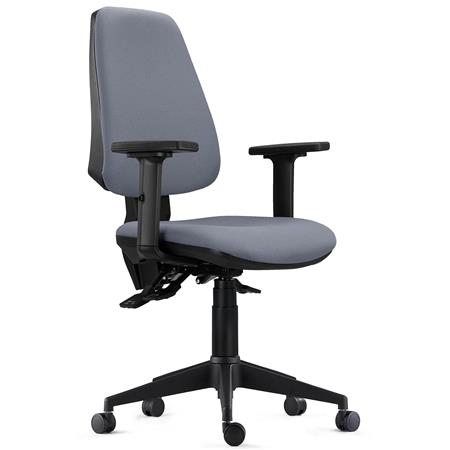 Ergonomischer Bürostuhl INDIANA PRO, intensive 8h-Nutzung, neigbar, Stoffbezug, 2D-Armlehnen, Farbe Grau
