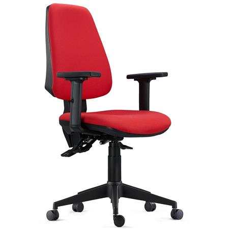 Ergonomischer Bürostuhl INDIANA PRO, intensive 8h-Nutzung, neigbar, Stoffbezug, 2D-Armlehnen, Farbe Rot