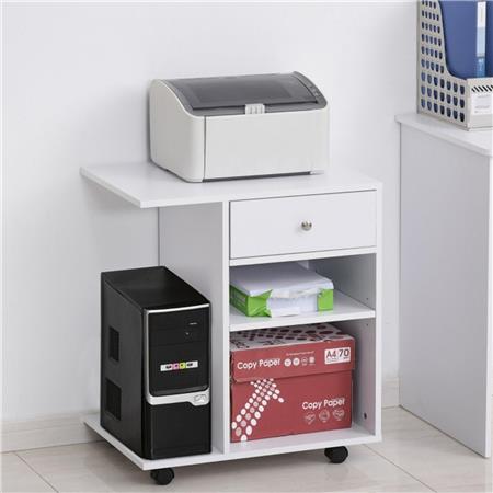 Büroschrank TRENTON, Abmessungen 60x40x68,5 cm, Schreibtischcontainer, modernes Design, 4 Ablagen, Holz, Farbe Weiß