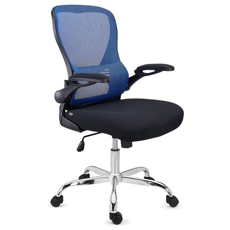 Ergonomischer Bürostuhl CORFU, klappbare Armlehnen, ergonomisches Design, Farbe Blau