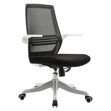 Ergonomischer Bürostuhl NEKKAR, klappbare Armlehnen, bequem und funktionell, Farbe Weiß/ Schwarz