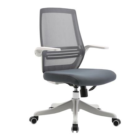 Ergonomischer Bürostuhl NEKKAR, klappbare Armlehnen, bequem und funktionell, Farbe Weiß/ Grau