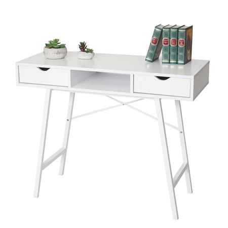 Computertisch NILSA, 100x40x80 cm, aus Metall und Holz, Farbe Weiß
