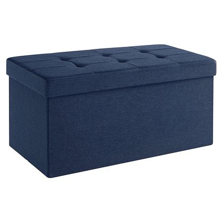 Sitzbank ENOCK mit Stauraum, Maße 76x38x38 cm, aus Holz und Stoff, Farbe Blau