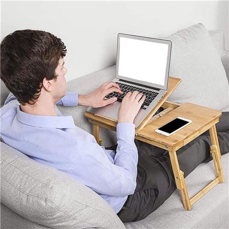 Monitorständer MASYA, klappbarer Laptop-Tisch, Abmessungen 65x35x21-29 cm, MDF und Bambus, Farbe Natur