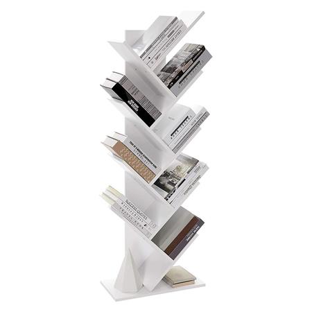 Bücherregal MALIKA , 50x25x141 cm, Baumform, rustikales  Holz, Farbe Weiß