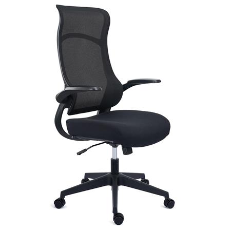 DEMO# Ergonomischer Bürostuhl DAFNE, klappbare Armlehnen, großes Design und Qualität, ergonomisch, in Schwarz