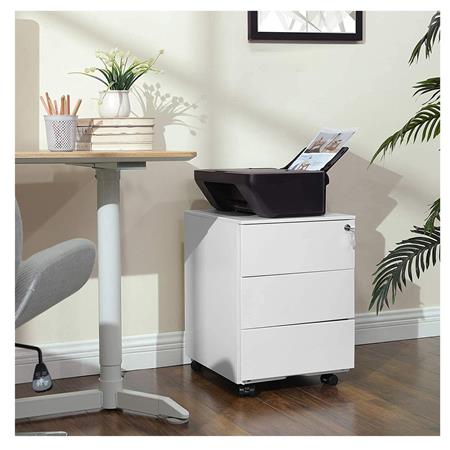 Büroschrank TUDOR, Schreibtischcontainer, Abmessungen 39x45x55 cm, mit 3 Schubladen, Farbe Weiß