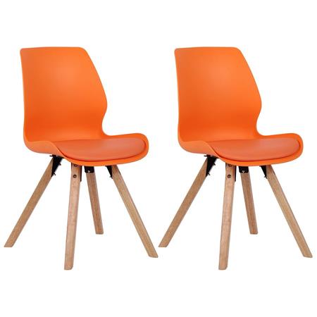 2er Set Besucherstuhl KALI, Stuhlbeine aus Buchenholz, bequem gepolsterte Sitzschale, Kunststoff, Farbe Orange