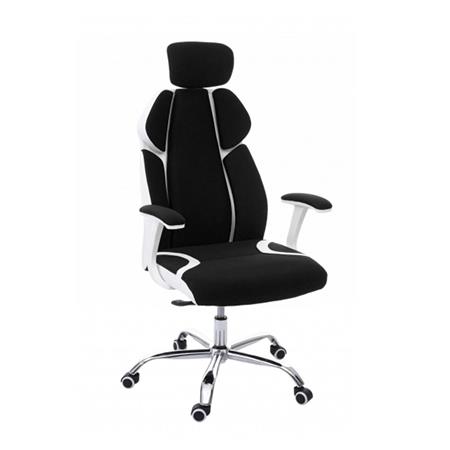 Ergonomischer Bürostuhl TUXON WHITE, exklusives Design, verstellbare Sitztiefe, Stoff/ Kunstleder, Farbe Schwarz