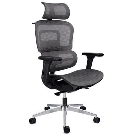 Ergonomischer Bürostuhl ERGOMAX, höhenverstellbare Rückenlehne, komfortabel und einstellbar, atmungsaktiver Netzstoff, Farbe Grau