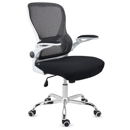 DEMO# Ergonomischer Bürostuhl CORFU, klappbare Armlehnen, ergonomisches Design, Farbe Weiß/ Schwarz