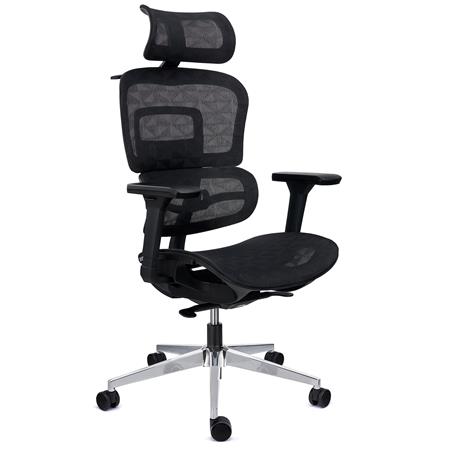 DEMO# Ergonomischer Bürostuhl ERGOMAX, höhenverstellbare Rückenlehne, komfortabel und einstellbar, atmungsaktiver Netzstoff, Farbe Schwarz  