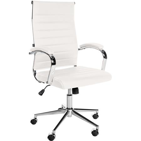Bürostuhl OXFORD ECHTLEDER, moderner Chefsessel, elegantes Design, komfortabler Echtlederbezug, Farbe Weiß