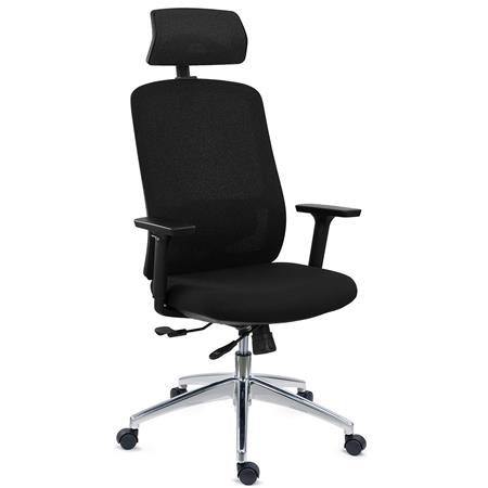 Ergonomischer Bürostuhl ASTRA LUX, tiefenverstellbare Sitzfläche, Kopfstütze, Synchron-Mechanik, Farbe Schwarz