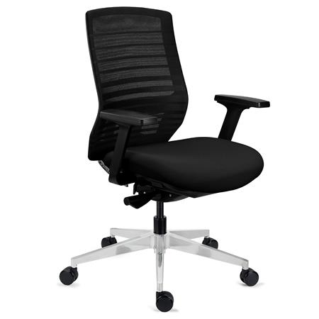 DEMO# Ergonomischer Bürostuhl TAURUS, modernes Design, verstellbare Rückenlehne, Netzstoff, Farbe Schwarz