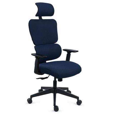 DEMO# Ergonomischer Bürostuhl TUDOR, modernes Design, maximialer Komfort, 8h Nutzung, Farbe Blau